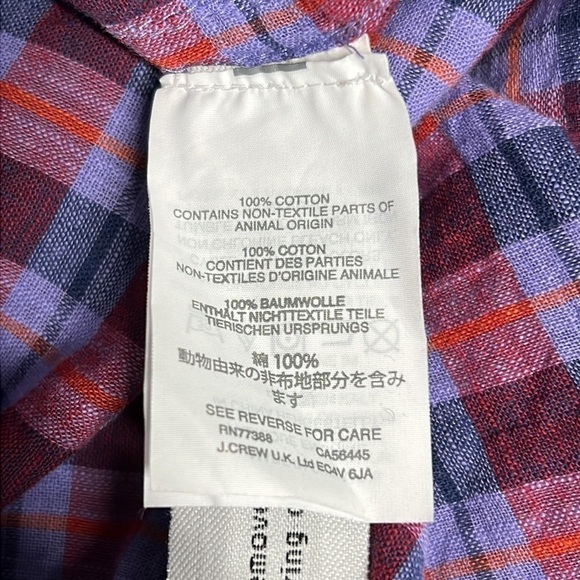 J. CREW PURPLE PLAID BOYFRIEND CUT BUTTONDOWN SHIRT MEDIUM - Picture 7 of 7